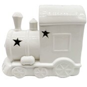 Wholesale - White Ceramic Train with Cut Out Stars and LED Lighting C/P 6, UPC: 634894095141